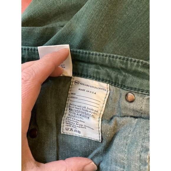 AG Adriano Goldschmied Pants Green Size 29R The Stevie Ankle Slim Straight Leg - Picture 10 of 10